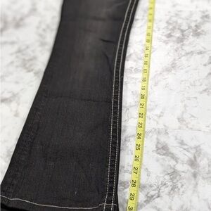 Miss Me Jeans Womens Size 27 Boot Cut Dark Wash Low Rise Black Embroidered EUC